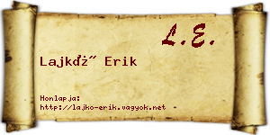 Lajkó Erik névjegykártya