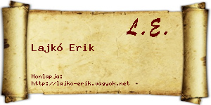 Lajkó Erik névjegykártya